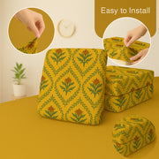 2-Seater Sofa Gaddi Cover | Seamless Floral Print | Spandex Blend | Blue-Green-Yellow | 21x42-22x43 (Copy)